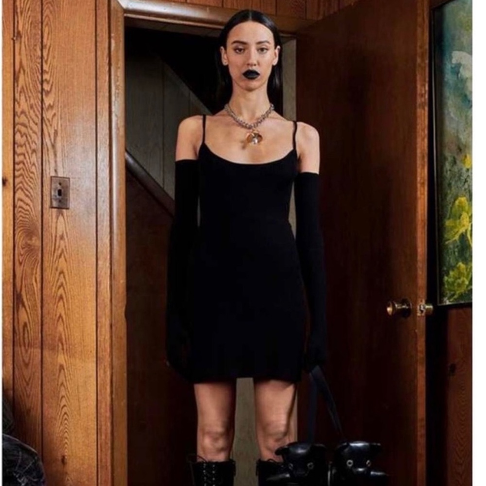 HEAVEN BY MARC JACOBS BLACK KNIT MINI DRESS WITH GLOVES